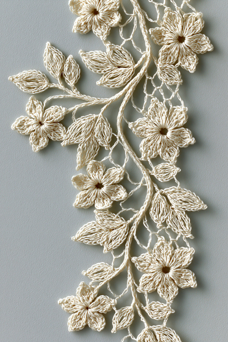 Botanical Crochet Garland Border Crochet from Crochet Lace Borders & Edgings Book 3, a digital embroidery design reference for machine embroidery designs, embroidery patterns and border and edge embroidery.