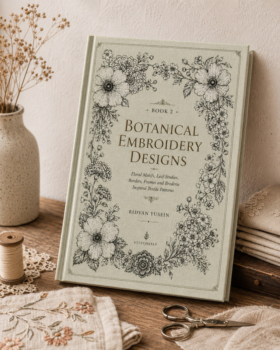 Botanical Embroidery Designs Book 04 from Botanical Embroidery Designs Book 2, a digital embroidery design reference for machine embroidery designs, embroidery patterns and botanical and floral embroidery.