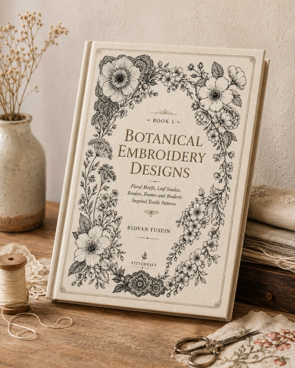 Botanical Embroidery Designs Book 10 from Botanical Embroidery Designs Book 1, a digital embroidery design reference for machine embroidery designs, embroidery patterns and botanical and floral embroidery.