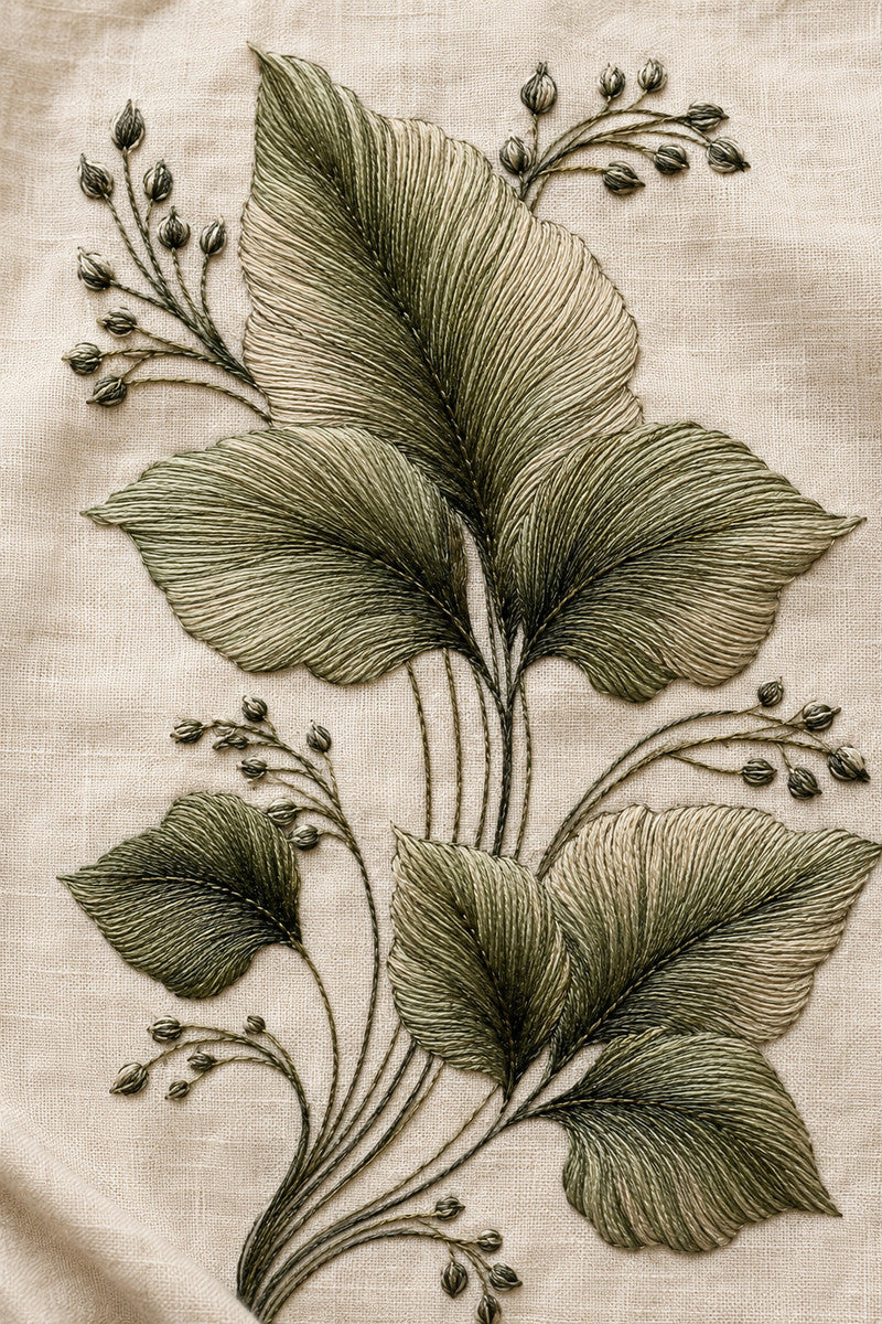 Botanical Filler Leaf Cluster 1 from Botanical Embroidery Designs Book 3, a digital embroidery design reference for machine embroidery designs, embroidery patterns and botanical and floral embroidery.