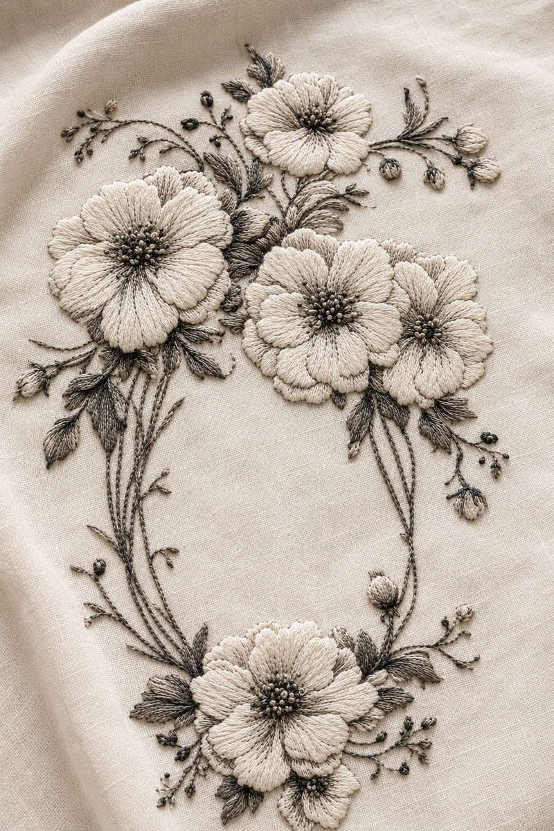 Botanical Frames 1 from Botanical Embroidery Designs Book 1, a digital embroidery design reference for machine embroidery designs, embroidery patterns and frames and monogram spaces.