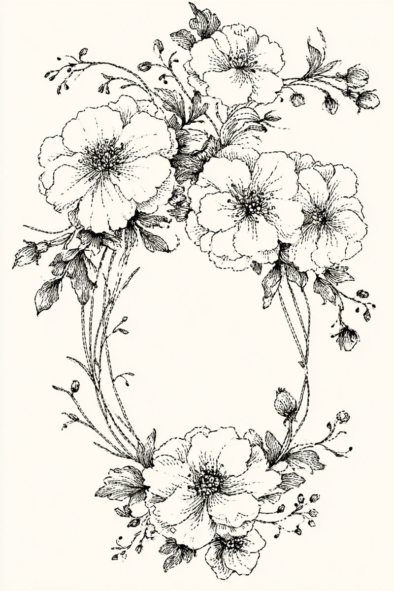 Botanical Frames from Botanical Embroidery Designs Book 1, a digital embroidery design reference for machine embroidery designs, embroidery patterns and frames and monogram spaces.
