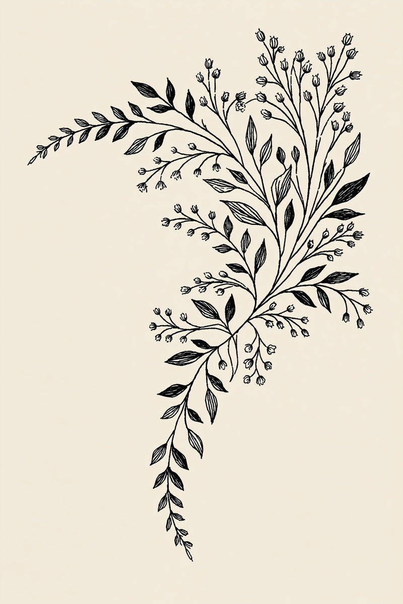 Botanical Napkin Corner 02 from Napkins, Table Runners & Kitchen Linens Book 3, a digital embroidery design reference for machine embroidery designs, embroidery patterns and border and edge embroidery.