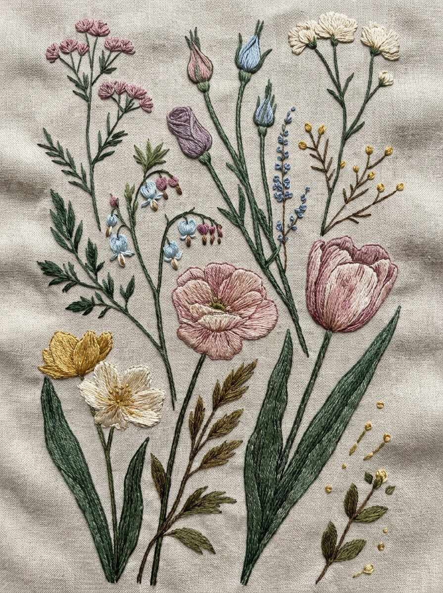 Botanical Outline Library Plate Backstitch from Backstitch & Outline Designs Book 4, a digital embroidery design reference for machine embroidery designs, embroidery patterns and botanical and floral embroidery.