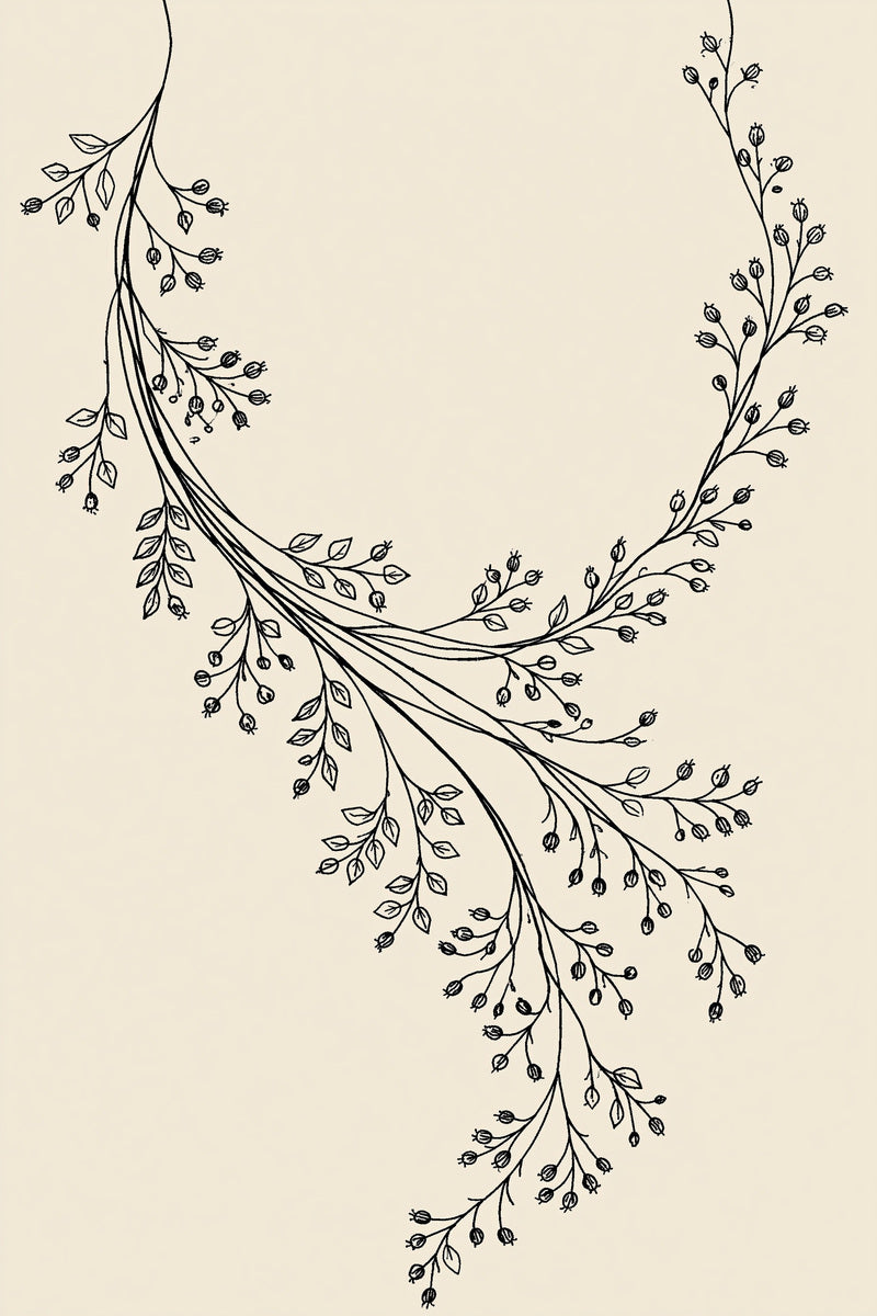 Botanical Round Neckline 02 from Neckline & Collar Embroidery Designs Book 2, a digital embroidery design reference for machine embroidery designs, embroidery patterns and garment placement ideas.