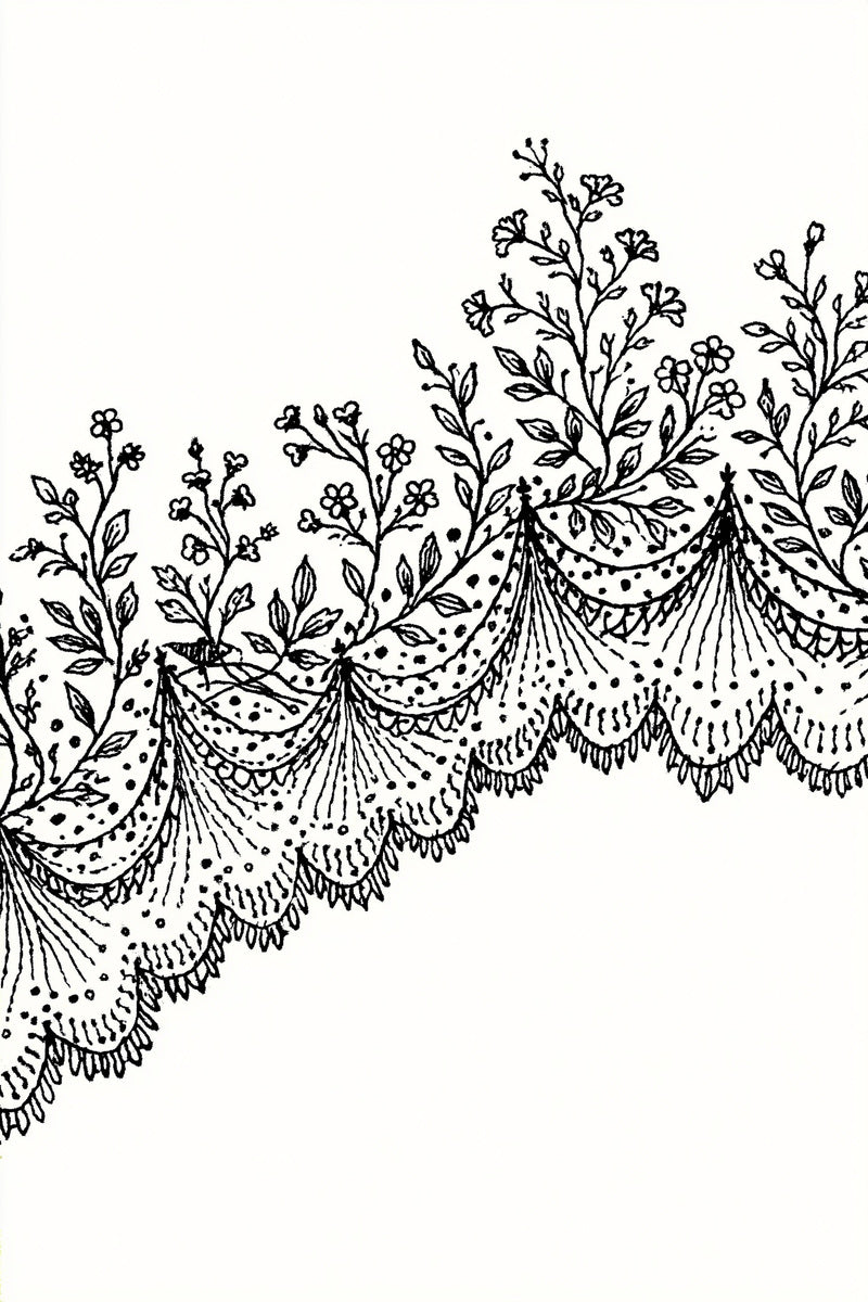 Botanical Scallop Border Classic Frame from Classic Frames & Borders Book 7, a digital embroidery design reference for machine embroidery designs, embroidery patterns and border and edge embroidery.