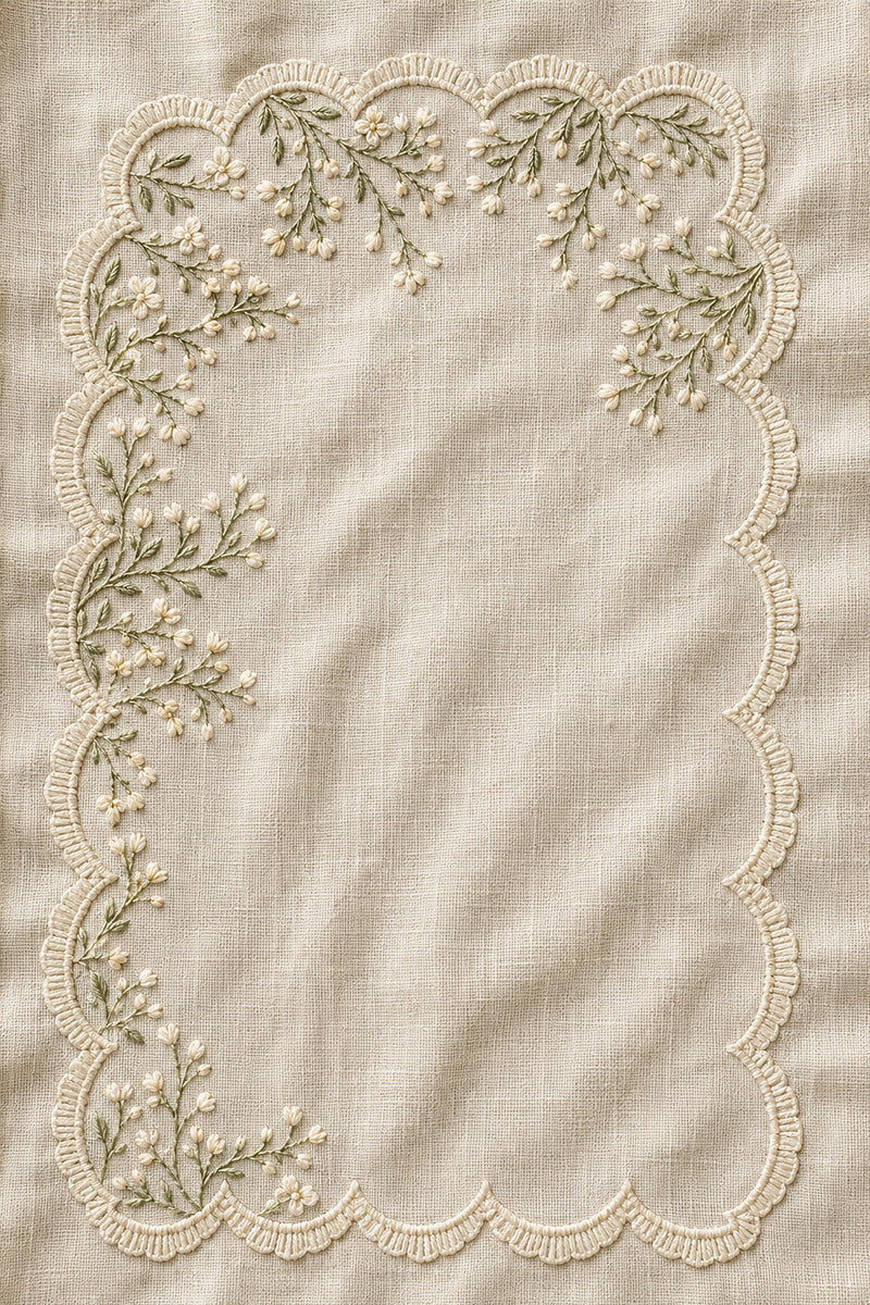 Botanical Scalloped Border 1 from Botanical Embroidery Designs Book 3, a digital embroidery design reference for machine embroidery designs, embroidery patterns and border and edge embroidery.