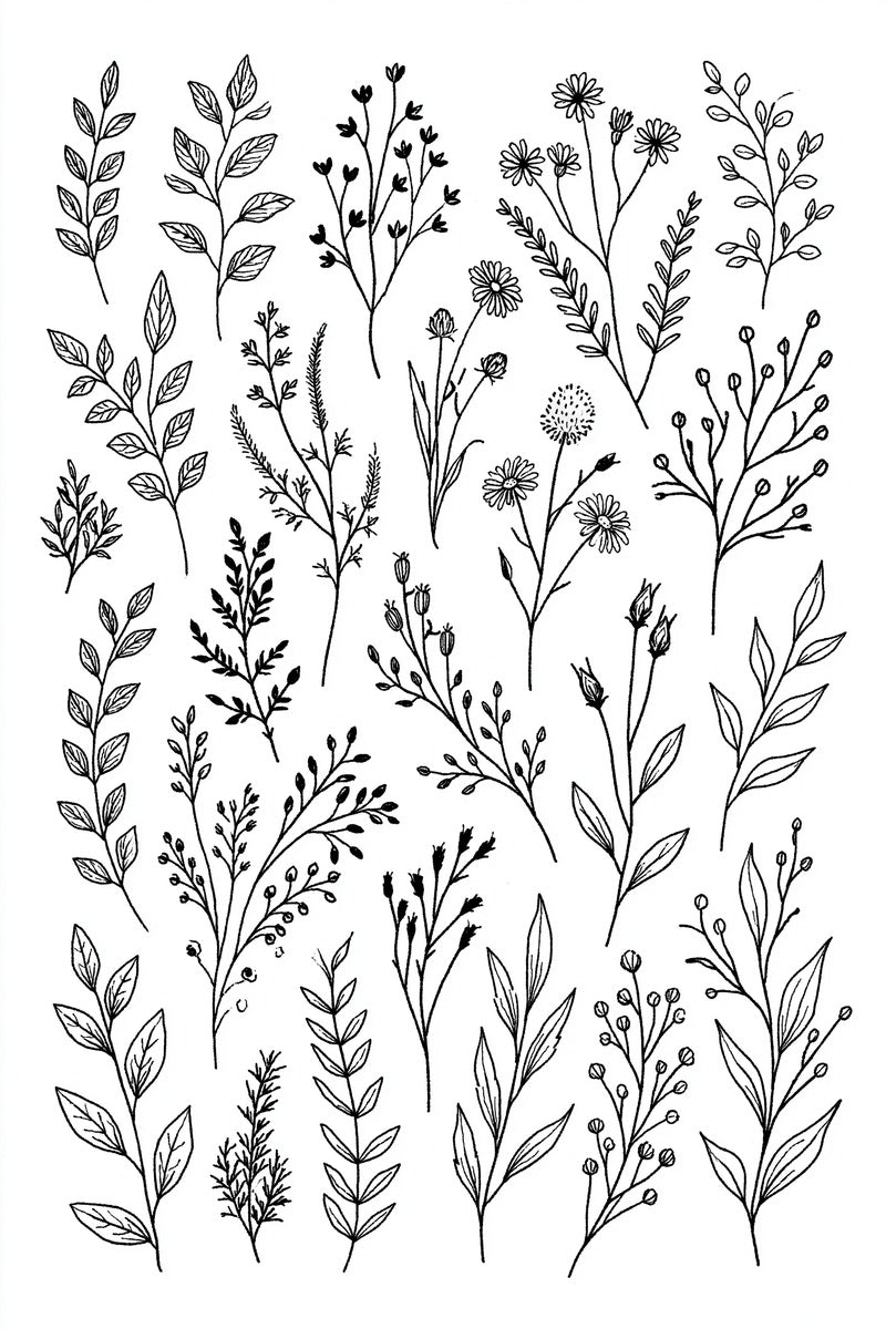Botanical Sprig Embroidery Pattern Book 02 from Botanical Sprig Library Book 5, a digital embroidery design reference for machine embroidery designs, embroidery patterns and small motif and accent designs.