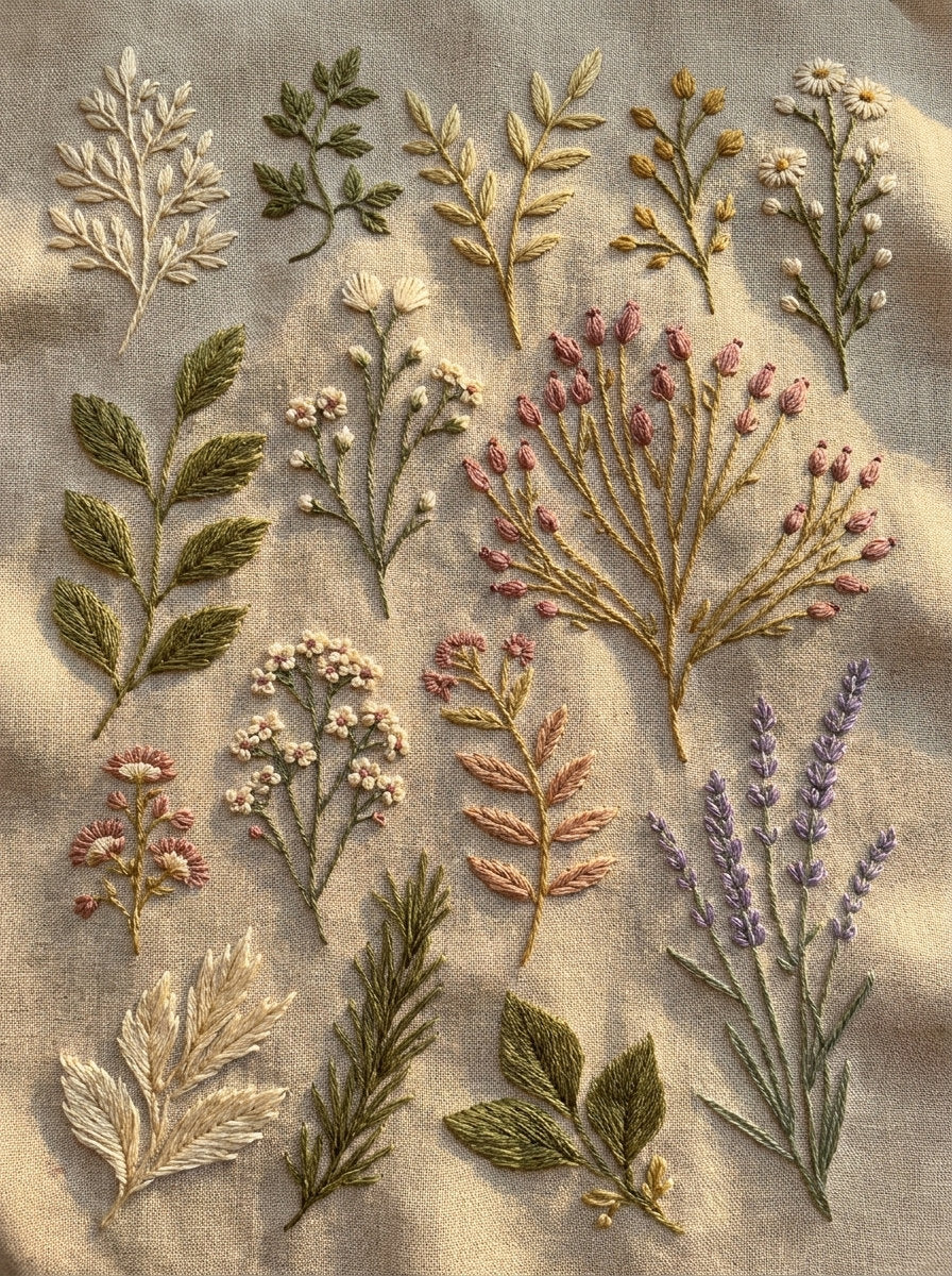 Botanical Sprig Embroidery Pattern Book 3 from Botanical Sprig Library Book 6, a digital embroidery design reference for machine embroidery designs, embroidery patterns and small motif and accent designs.
