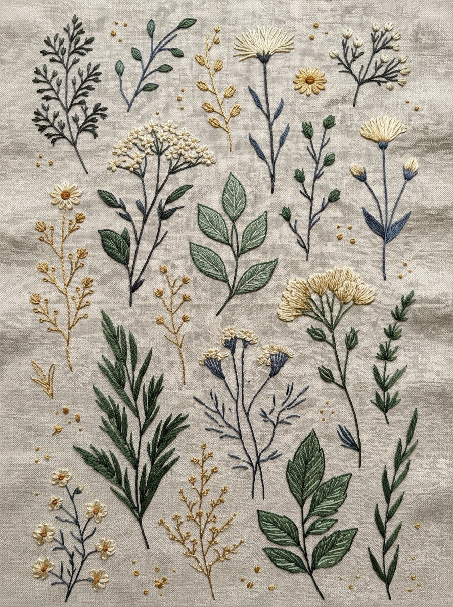 Botanical Sprig Embroidery Pattern Book 3 from Botanical Sprig Library Book 4, a digital embroidery design reference for machine embroidery designs, embroidery patterns and small motif and accent designs.