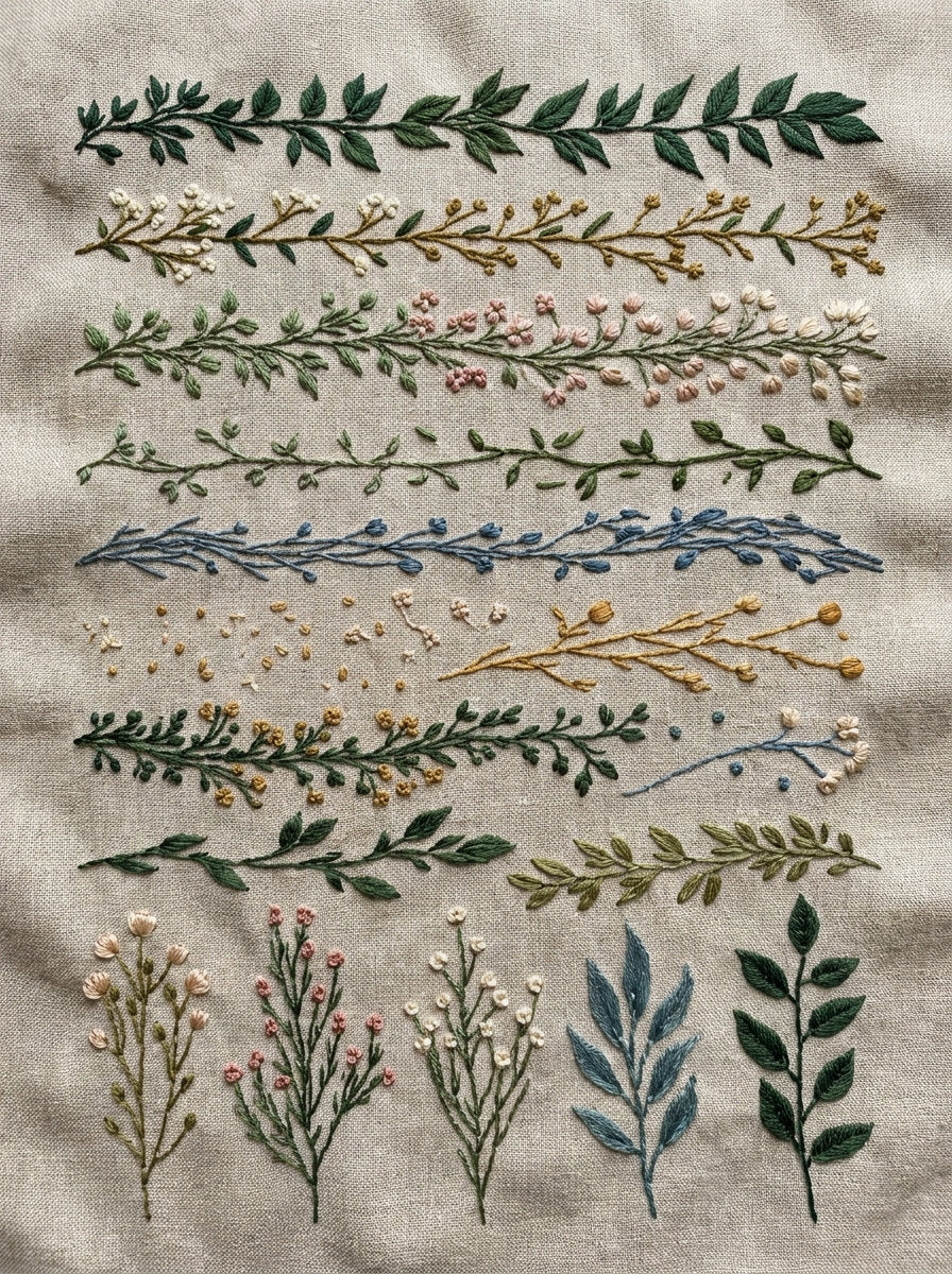 Botanical Sprig Embroidery Pattern Book 3 from Botanical Sprig Library Book 7, a digital embroidery design reference for machine embroidery designs, embroidery patterns and small motif and accent designs.