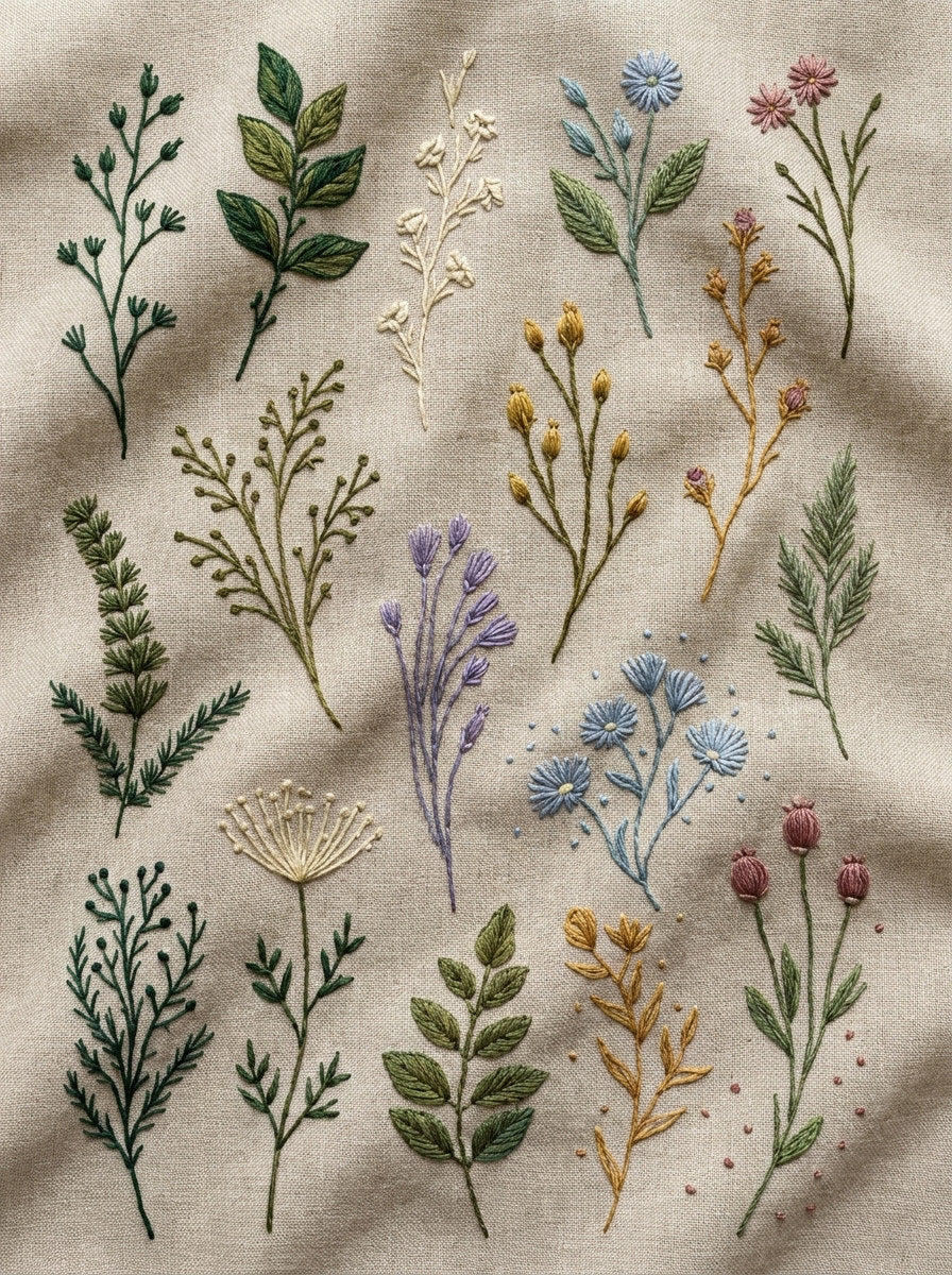 Botanical Sprig Embroidery Pattern Book 4 from Botanical Sprig Library Book 7, a digital embroidery design reference for machine embroidery designs, embroidery patterns and small motif and accent designs.