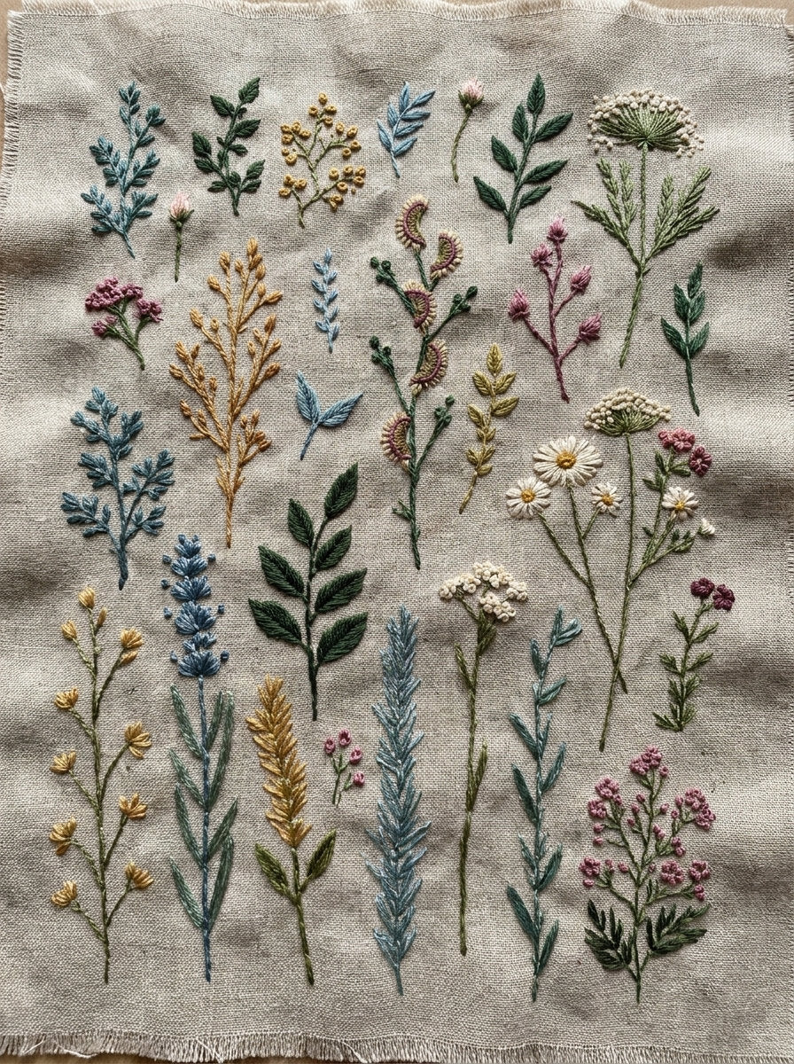 Botanical Sprig Embroidery Pattern Book 4 from Botanical Sprig Library Book 6, a digital embroidery design reference for machine embroidery designs, embroidery patterns and small motif and accent designs.