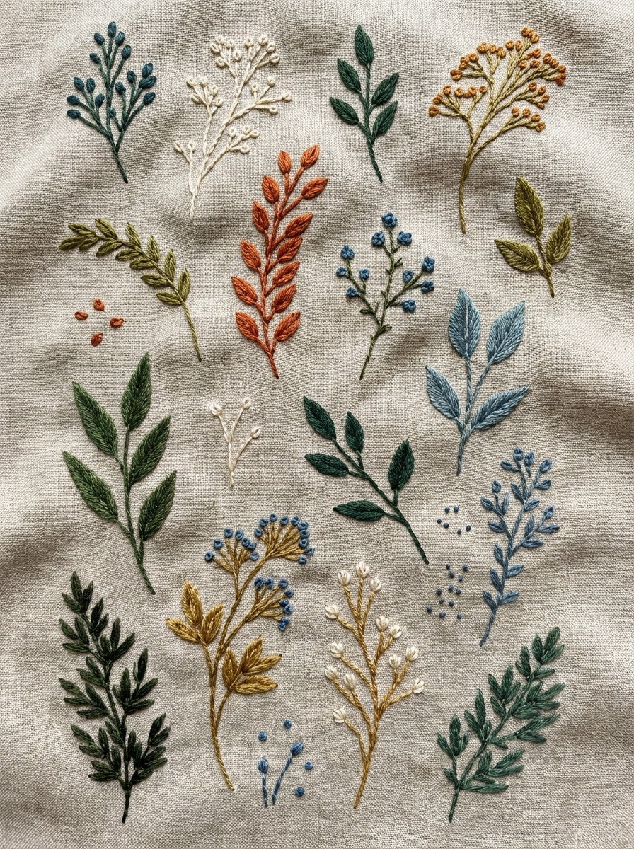 Botanical Sprig Embroidery Pattern Book 4 from Botanical Sprig Library Book 5, a digital embroidery design reference for machine embroidery designs, embroidery patterns and small motif and accent designs.
