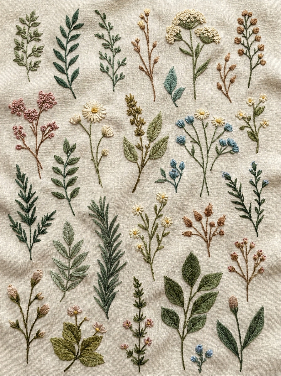 Botanical Sprig Embroidery Pattern Book from Botanical Sprig Library Book 3, a digital embroidery design reference for machine embroidery designs, embroidery patterns and small motif and accent designs.