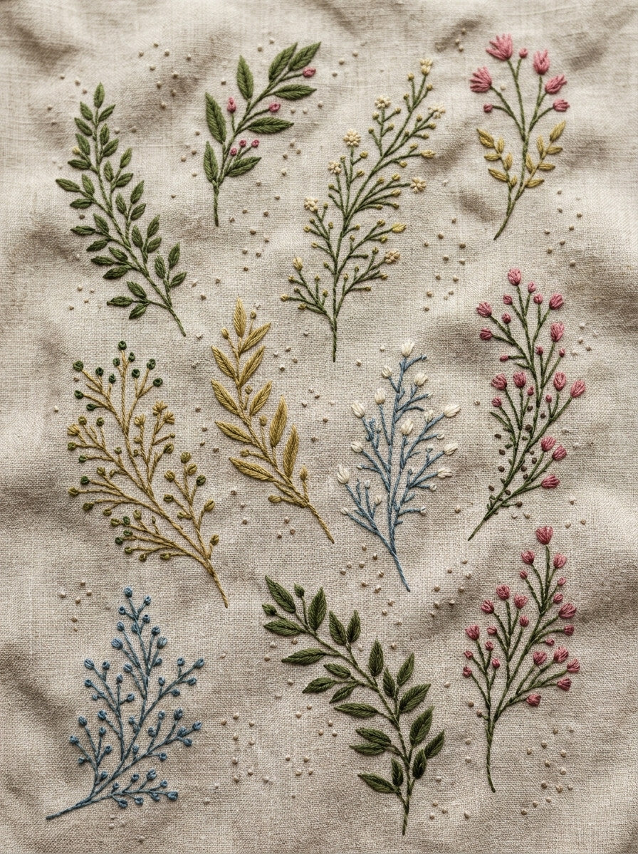 Botanical Sprig Embroidery Pattern Book from Botanical Sprig Library Book 2, a digital embroidery design reference for machine embroidery designs, embroidery patterns and small motif and accent designs.