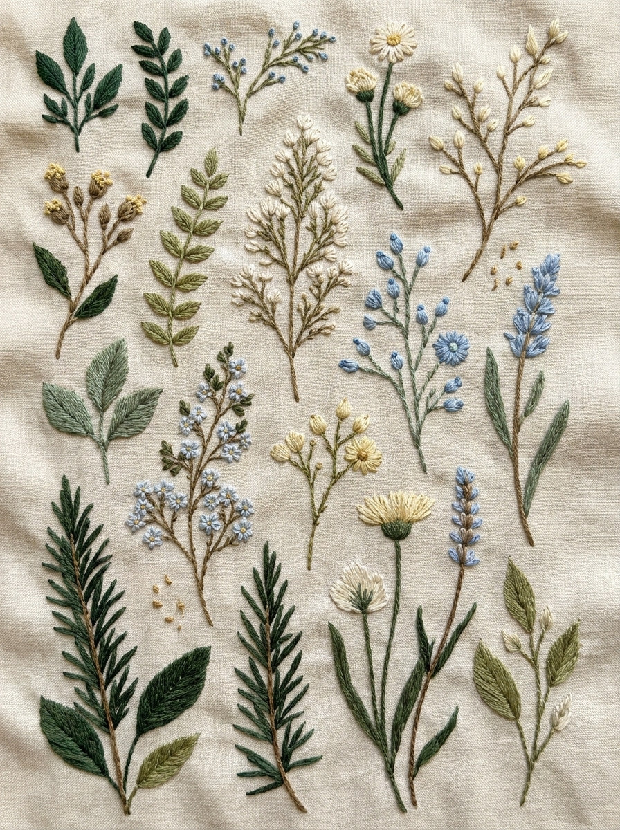 Botanical Sprig Embroidery Pattern Book from Botanical Sprig Library Book 8, a digital embroidery design reference for machine embroidery designs, embroidery patterns and small motif and accent designs.