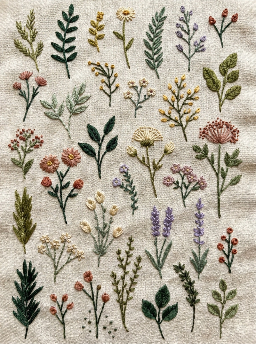 Botanical Sprig Embroidery Pattern Book from Botanical Sprig Library Book 7, a digital embroidery design reference for machine embroidery designs, embroidery patterns and small motif and accent designs.