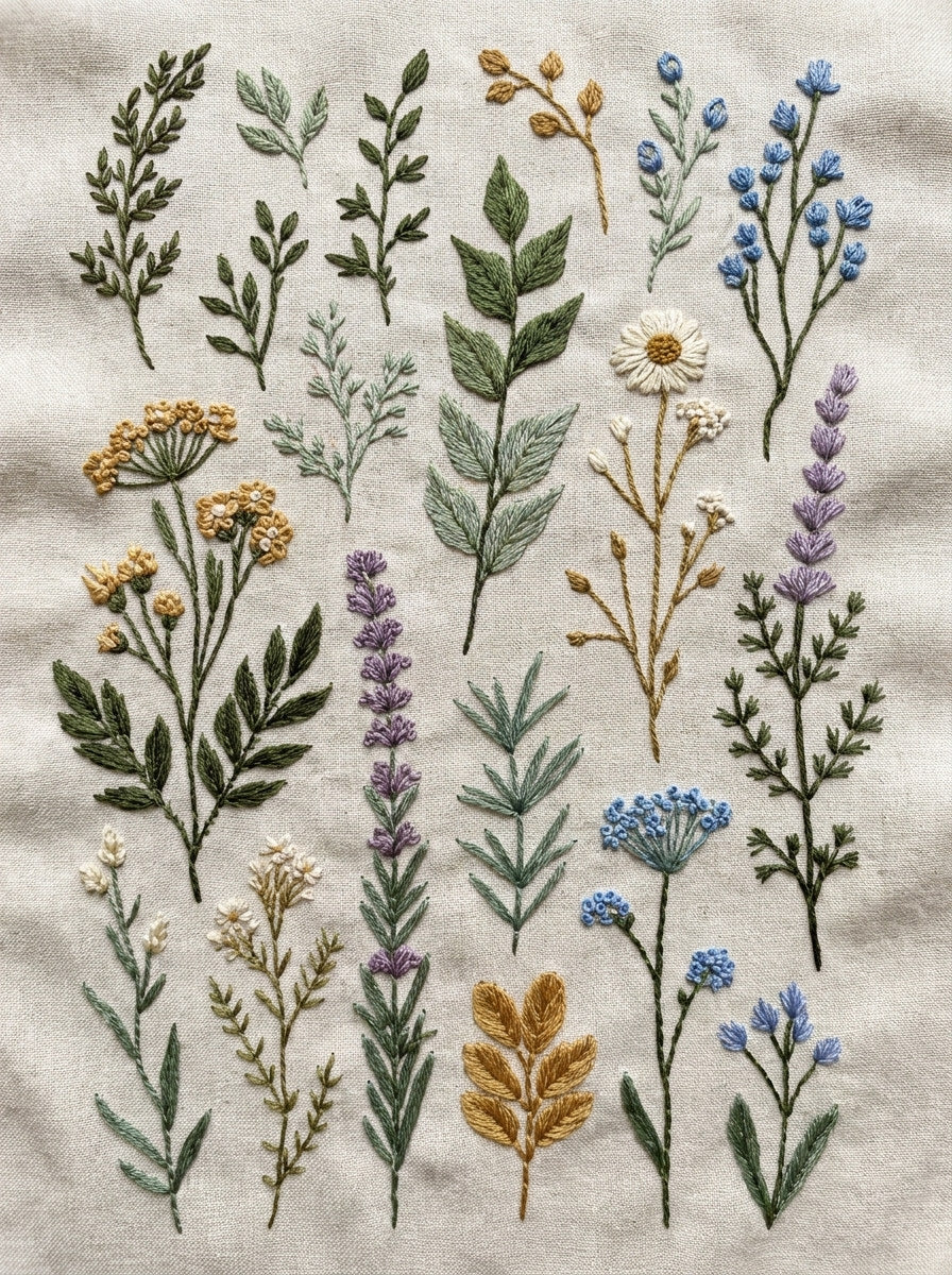 Botanical Sprig Embroidery Pattern Png from Botanical Sprig Library Book 3, a digital embroidery design reference for machine embroidery designs, embroidery patterns and small motif and accent designs.