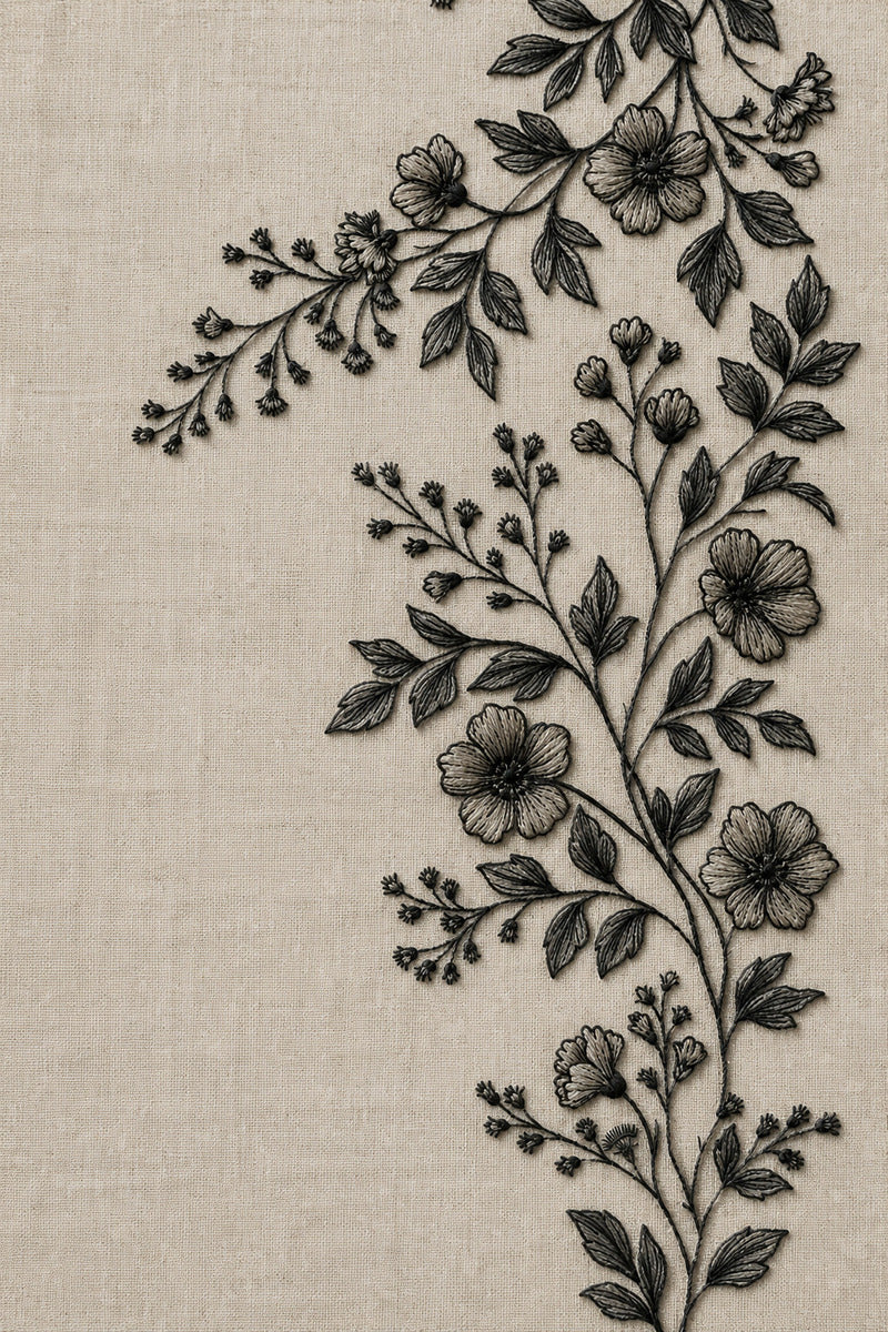 Botanical Table Runner Border from Napkins, Table Runners & Kitchen Linens Book 3, a digital embroidery design reference for machine embroidery designs, embroidery patterns and border and edge embroidery.