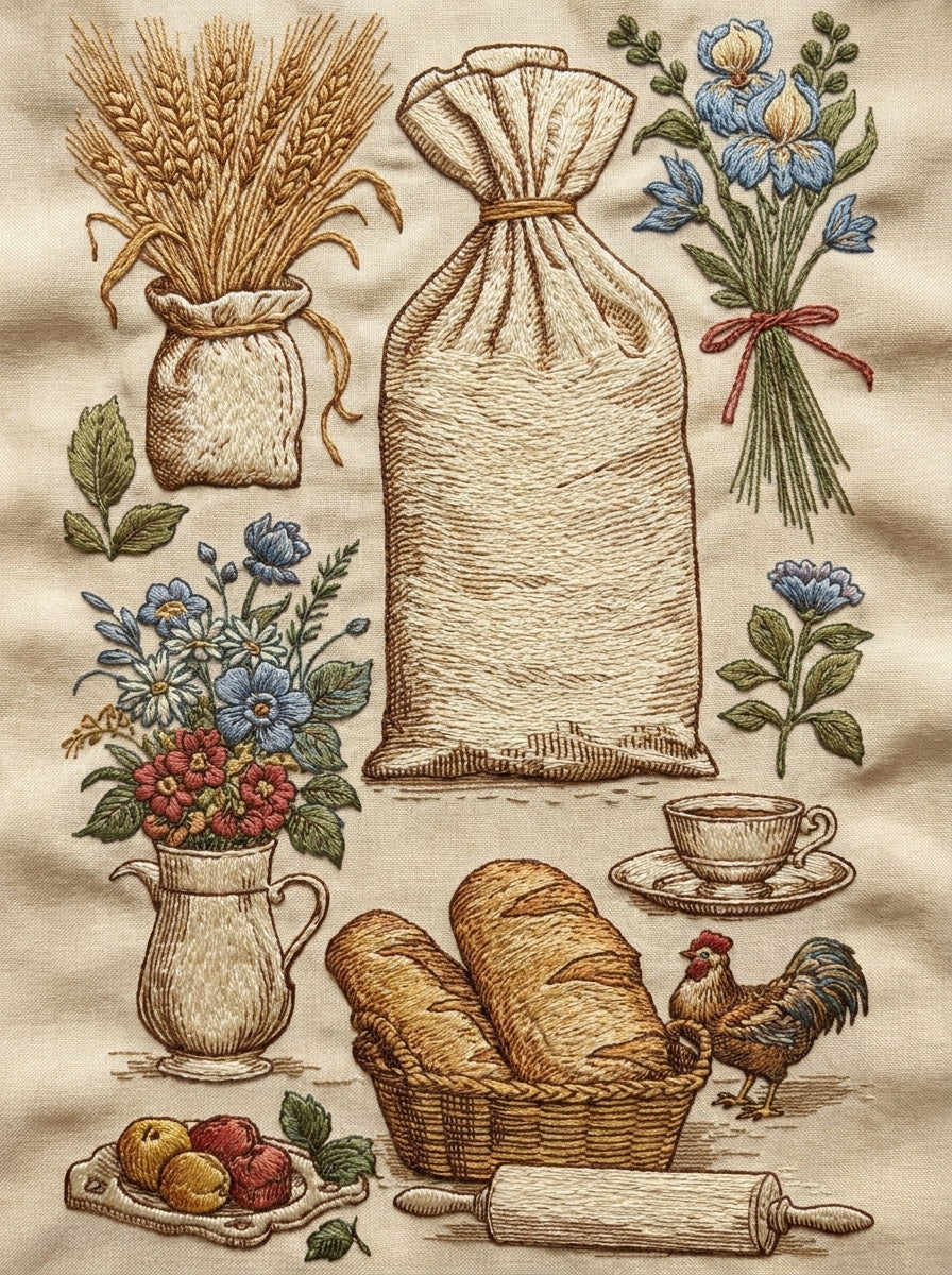 Bread Bag Pouch And Home from Kitchen Towels & Aprons Embroidery Book 1, a digital embroidery design reference for machine embroidery designs, embroidery patterns and linen and home textile projects.