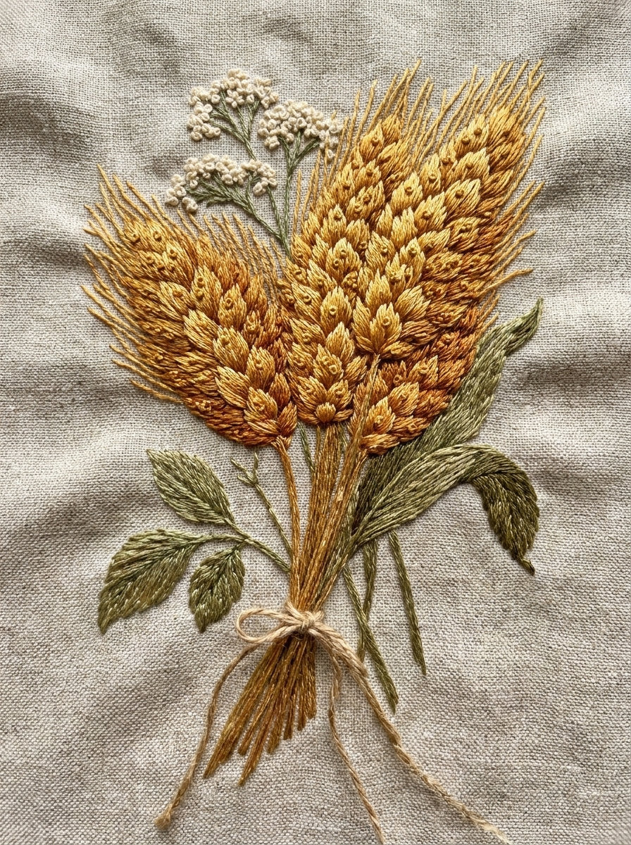 Bread Bag Wheat Motif Kitchen from Kitchen Towels & Aprons Embroidery Book 3, a digital embroidery design reference for machine embroidery designs, embroidery patterns and linen and home textile projects.