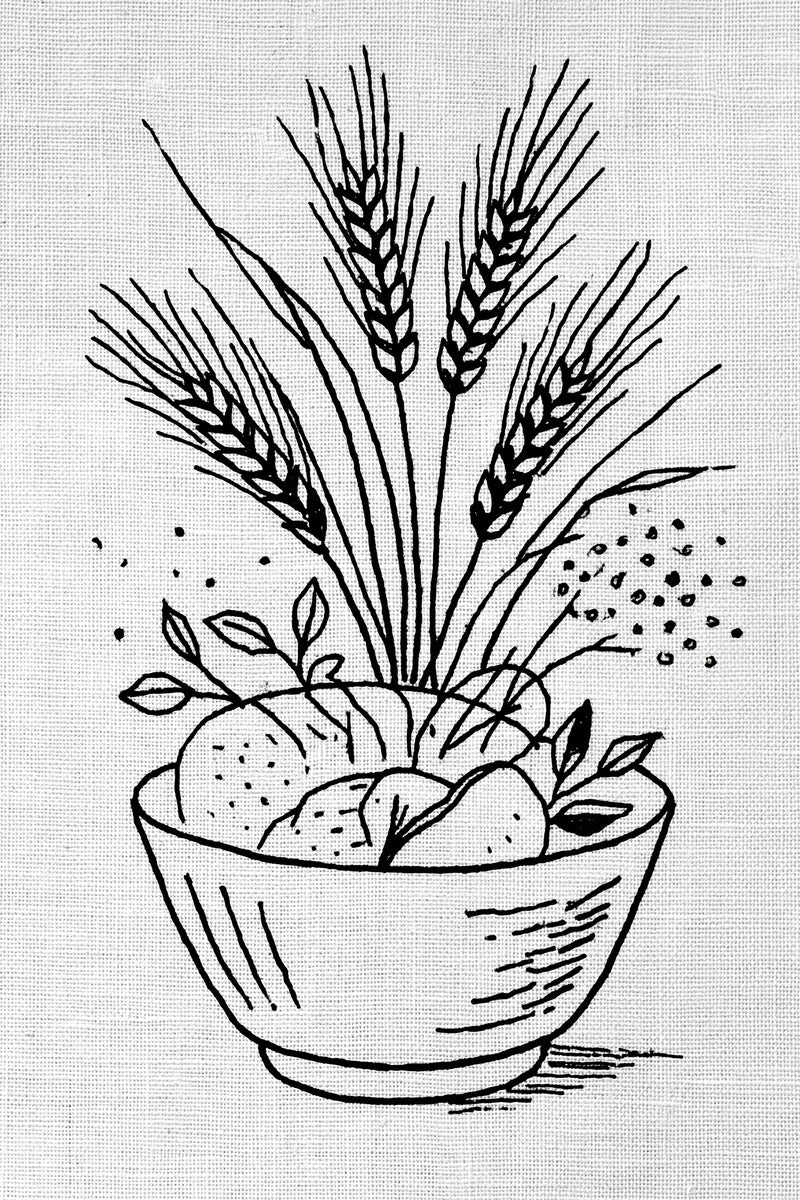 Bread Basket Linen Motif Kitchen from Kitchen Towels & Aprons Embroidery Book 3, a digital embroidery design reference for machine embroidery designs, embroidery patterns and linen and home textile projects.