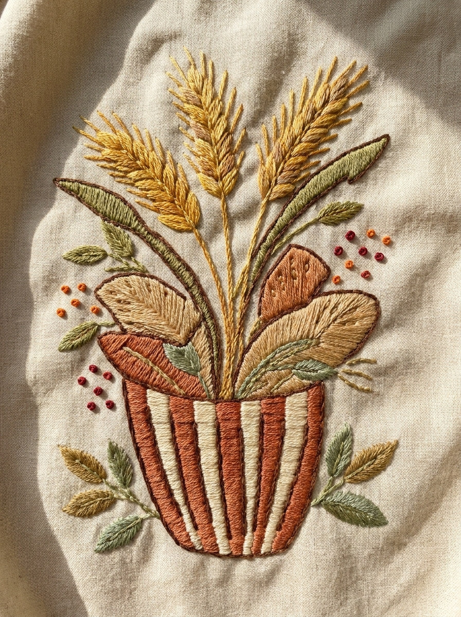 Bread Basket Linen Motif Kitchen from Kitchen Towels & Aprons Embroidery Book 4, a digital embroidery design reference for machine embroidery designs, embroidery patterns and linen and home textile projects.