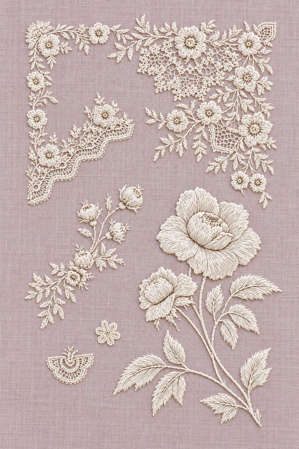 Bridal Linen Accent Set | French Embroidery & La Broderie Blanche Book 5 | Hand embroidery example