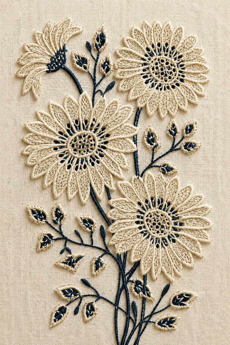 Broderie Anglaise Daisy Motif 1 from Lace Embroidery & Broderie Designs Book 3, a digital embroidery design reference for machine embroidery designs, embroidery patterns and lace and broderie details.
