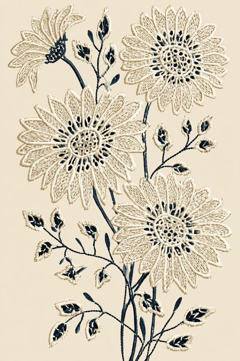 Broderie Anglaise Daisy Motif from Lace Embroidery & Broderie Designs Book 3, a digital embroidery design reference for machine embroidery designs, embroidery patterns and lace and broderie details.