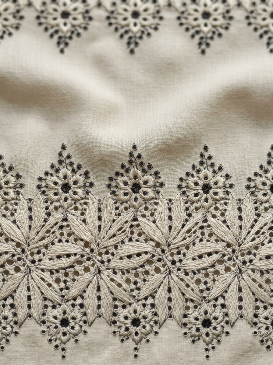 Broderie Anglaise Eyelet Border French from French Embroidery & La Broderie Blanche Book 6, a digital embroidery design reference for machine embroidery designs, embroidery patterns and border and edge embroidery.