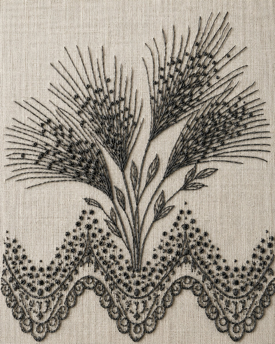 Broderie Bread Bag Edge from Napkins, Table Runners & Kitchen Linens Book 1, a digital embroidery design reference for machine embroidery designs, embroidery patterns and border and edge embroidery.