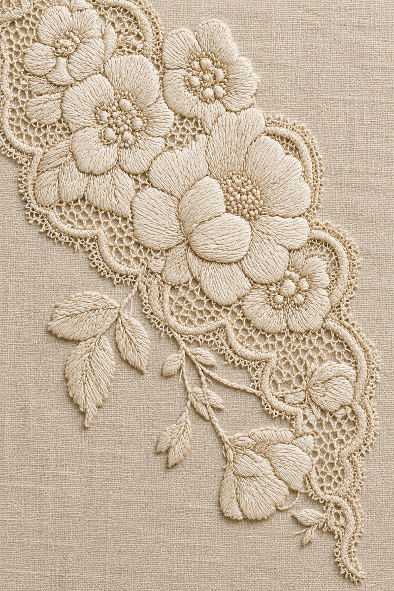 Broderie Floral Corner B1 from Lace Embroidery & Broderie Designs Book 1, a digital embroidery design reference for machine embroidery designs, embroidery patterns and corner embroidery.