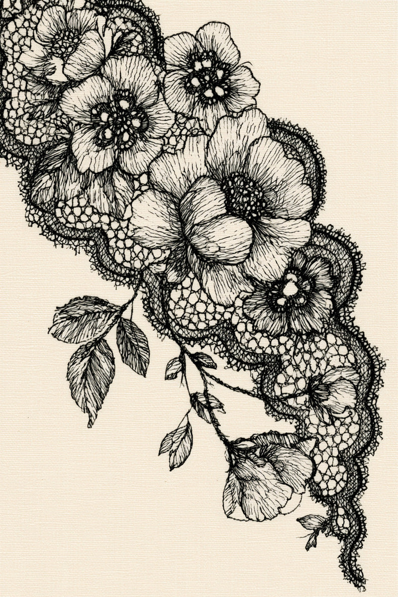 Broderie Floral Corner from Lace Embroidery & Broderie Designs Book 1, a digital embroidery design reference for machine embroidery designs, embroidery patterns and corner embroidery.