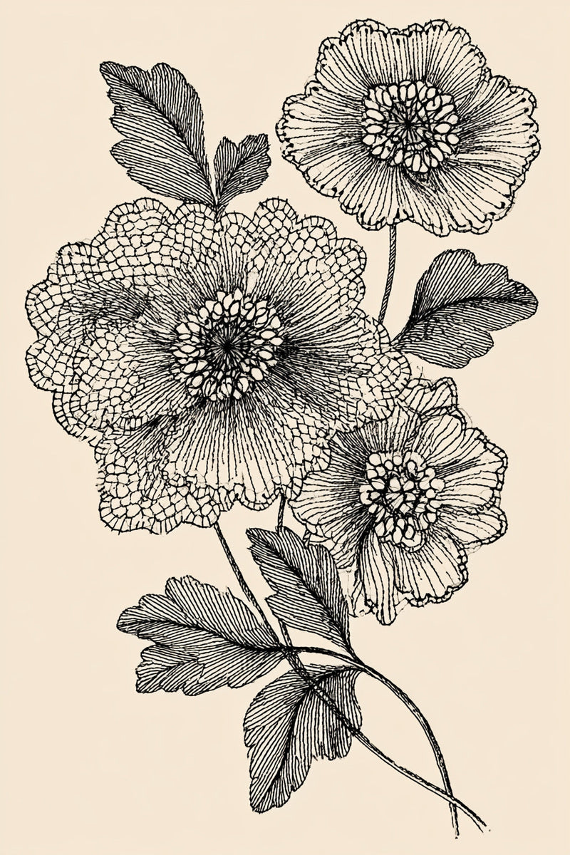 Broderie Lace Botanical Corner from Botanical Embroidery Designs Book 2, a digital embroidery design reference for machine embroidery designs, embroidery patterns and corner embroidery.