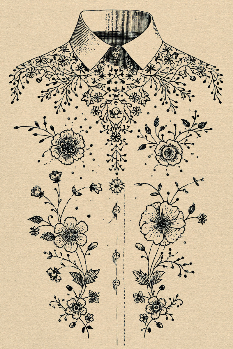 Button Placket Shoulder And Back from Necklines & Collars Embroidery Book 3, a digital embroidery design reference for machine embroidery designs, embroidery patterns and garment placement ideas.