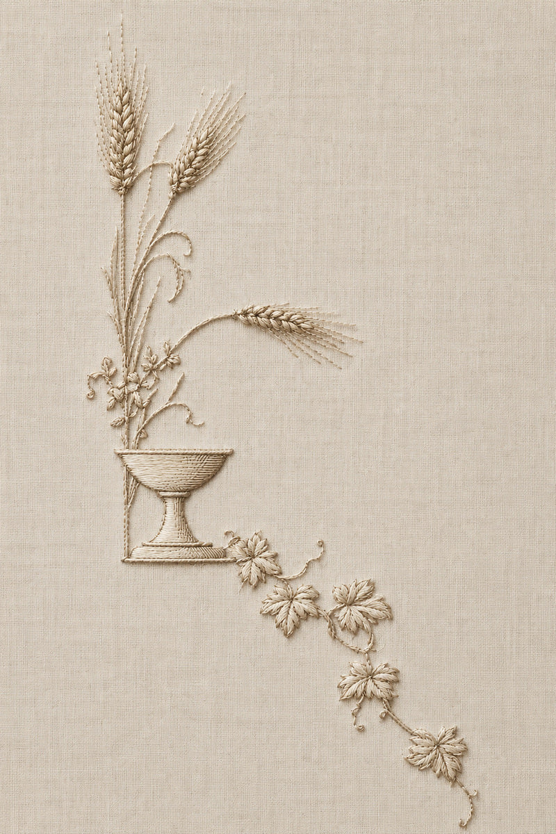 Chalice Corner Motif 1 from Church Embroidery & Sacred Ornament Book 4, a digital embroidery design reference for machine embroidery designs, embroidery patterns and corner embroidery.