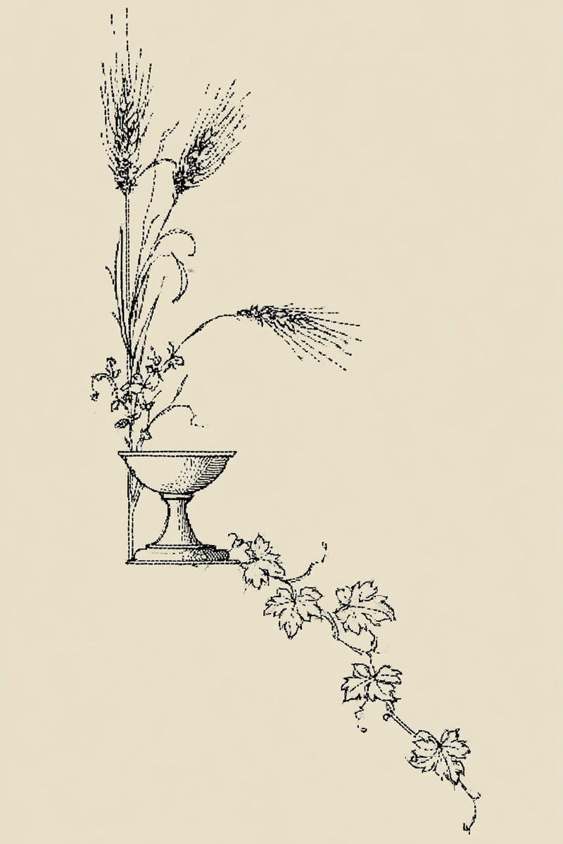 Chalice Corner Motif from Church Embroidery & Sacred Ornament Book 4, a digital embroidery design reference for machine embroidery designs, embroidery patterns and corner embroidery.