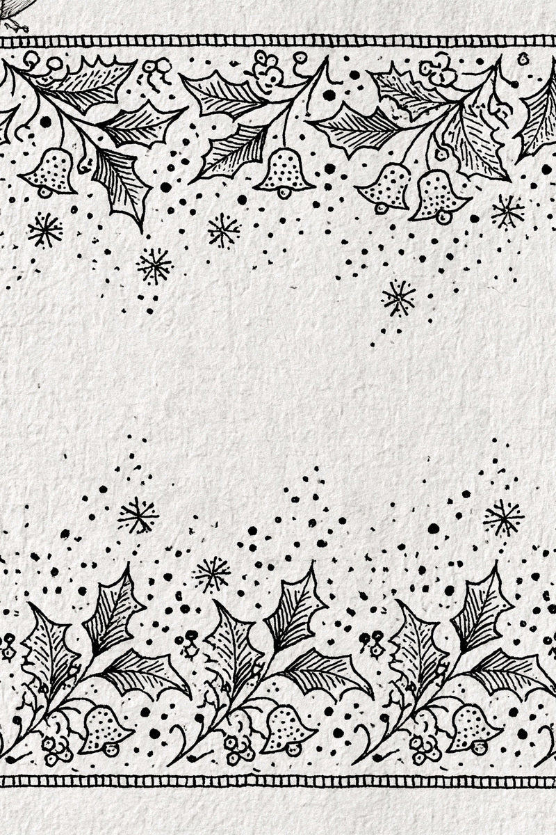 Original christmas holly bell border design plate from Christmas Embroidery Collection Edition 1, a digital PDF embroidery design book.