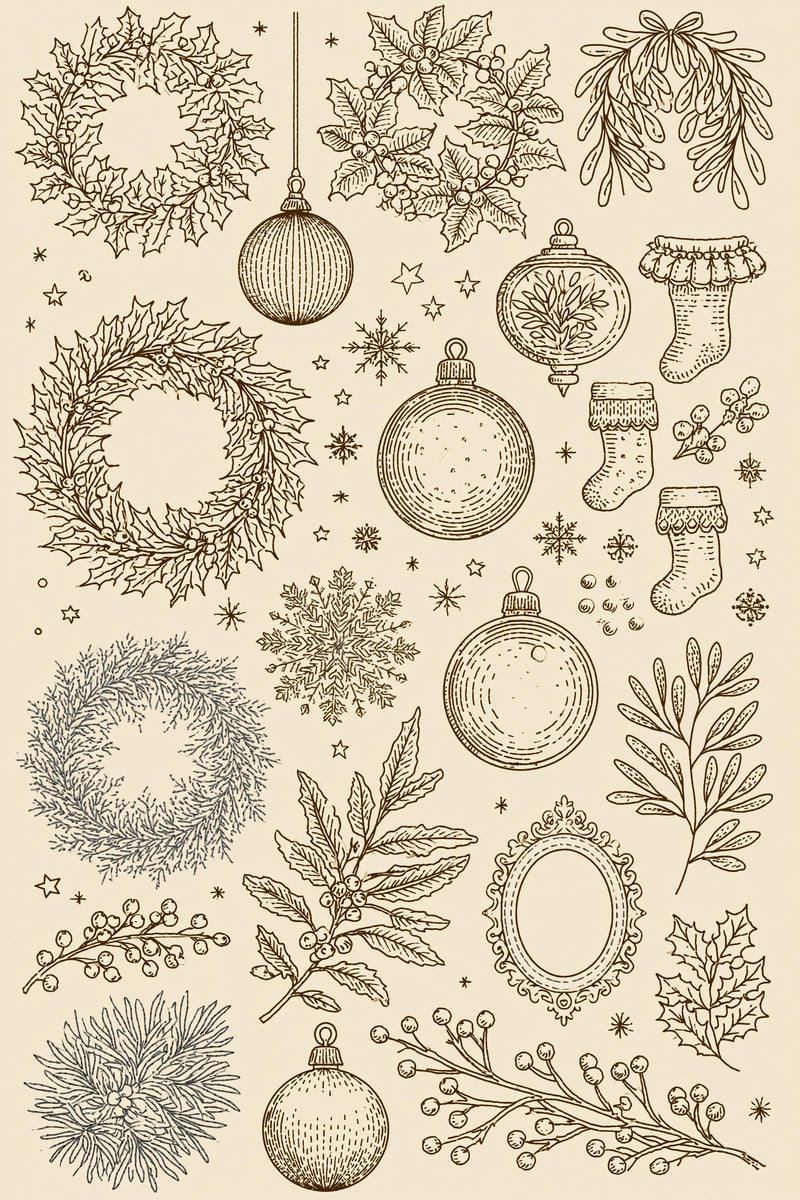 Original christmas holly wreath ornament sampler design plate from Christmas Embroidery Collection Edition 1, a digital PDF embroidery design book.