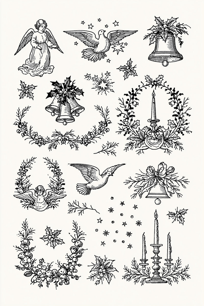 Original christmas sacred bells candle sampler design plate from Christmas Embroidery Collection Edition 3, a digital PDF embroidery design book.