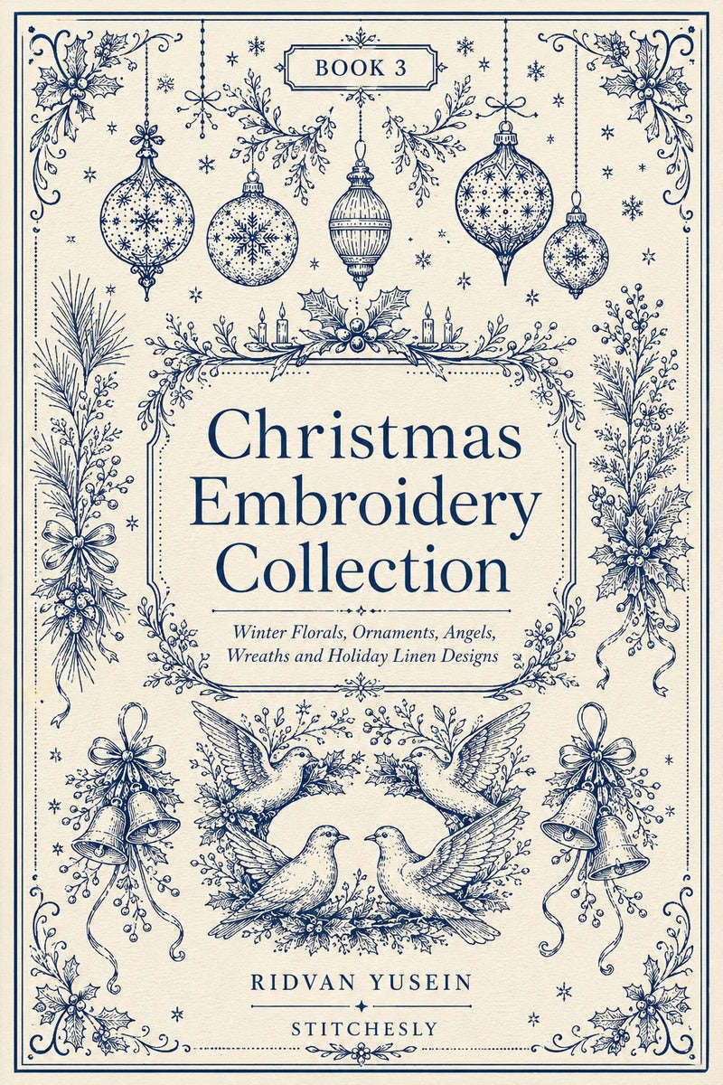 Christmas Embroidery Collection Edition 3 digital PDF design book cover, STITCHESLY.