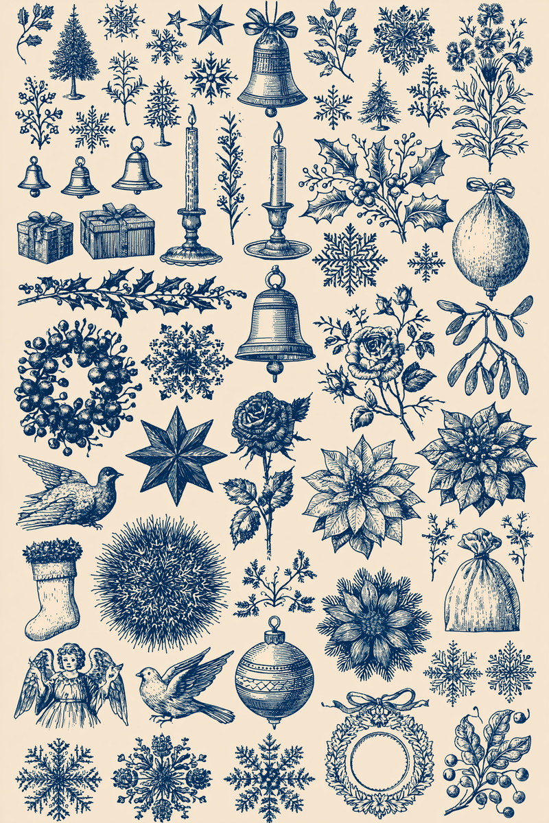 Christmas Embroidery Complete Study Plate from Christmas Embroidery Collection Book 3, a digital embroidery design reference for machine embroidery designs, embroidery patterns and seasonal embroidery motifs.