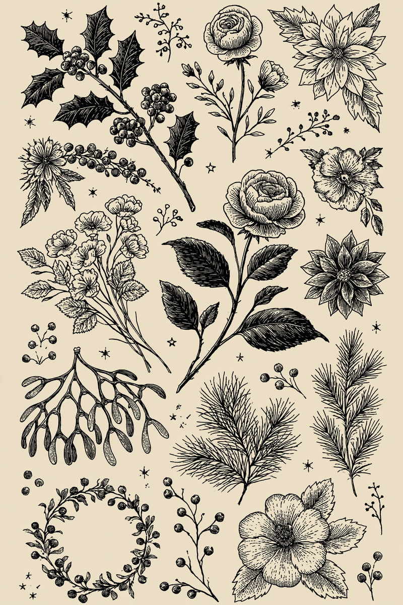 Christmas Embroidery Pattern Book Plate 02 from Christmas Embroidery Collection Book 3, a digital embroidery design reference for machine embroidery designs, embroidery patterns and seasonal embroidery motifs.