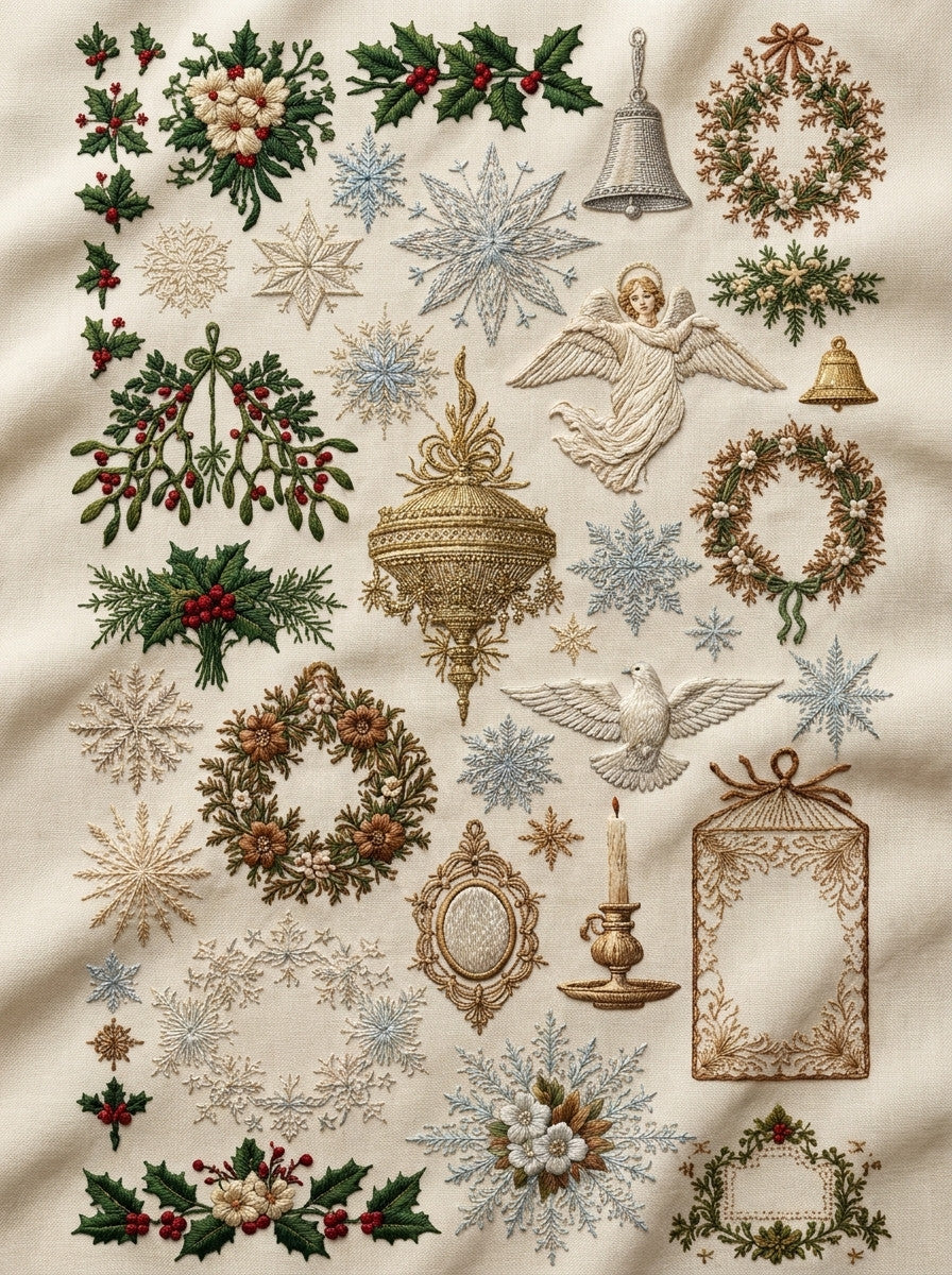 Christmas Embroidery Pattern Book Plate Png from Christmas Embroidery Collection Book 1, a digital embroidery design reference for machine embroidery designs, embroidery patterns and seasonal embroidery motifs.