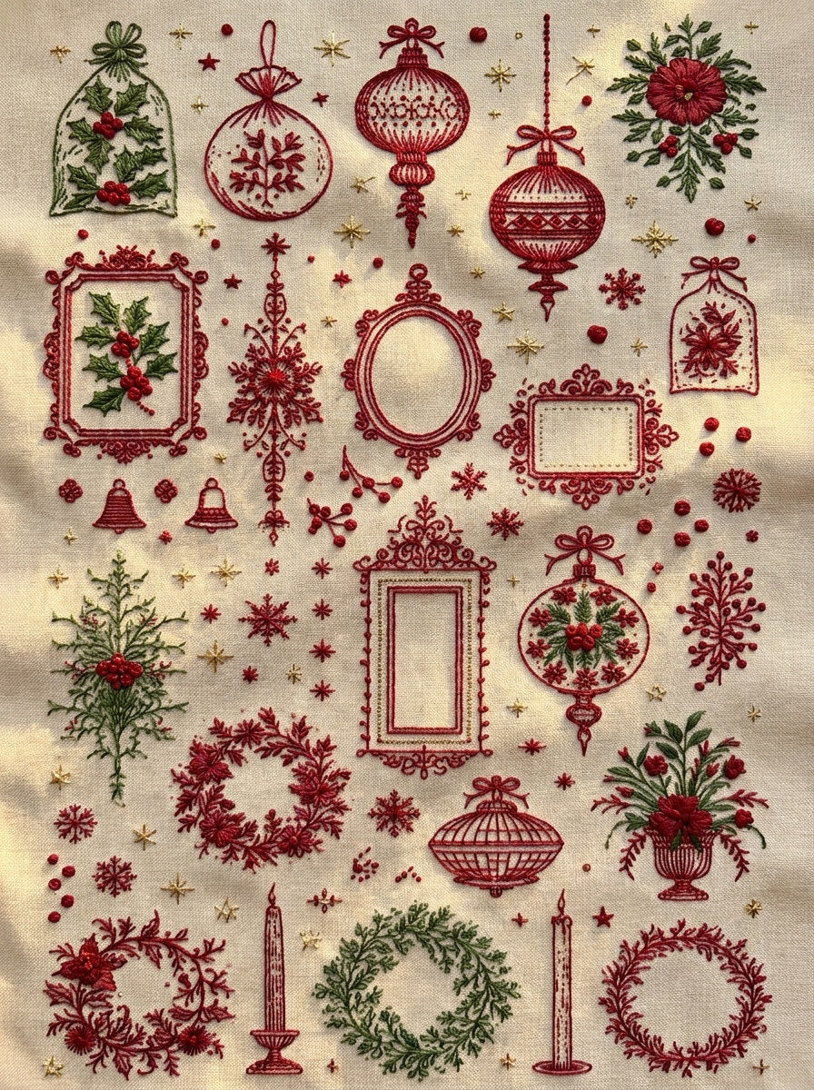 Christmas Embroidery Pattern Book Plate from Christmas Embroidery Collection Book 3, a digital embroidery design reference for machine embroidery designs, embroidery patterns and seasonal embroidery motifs.