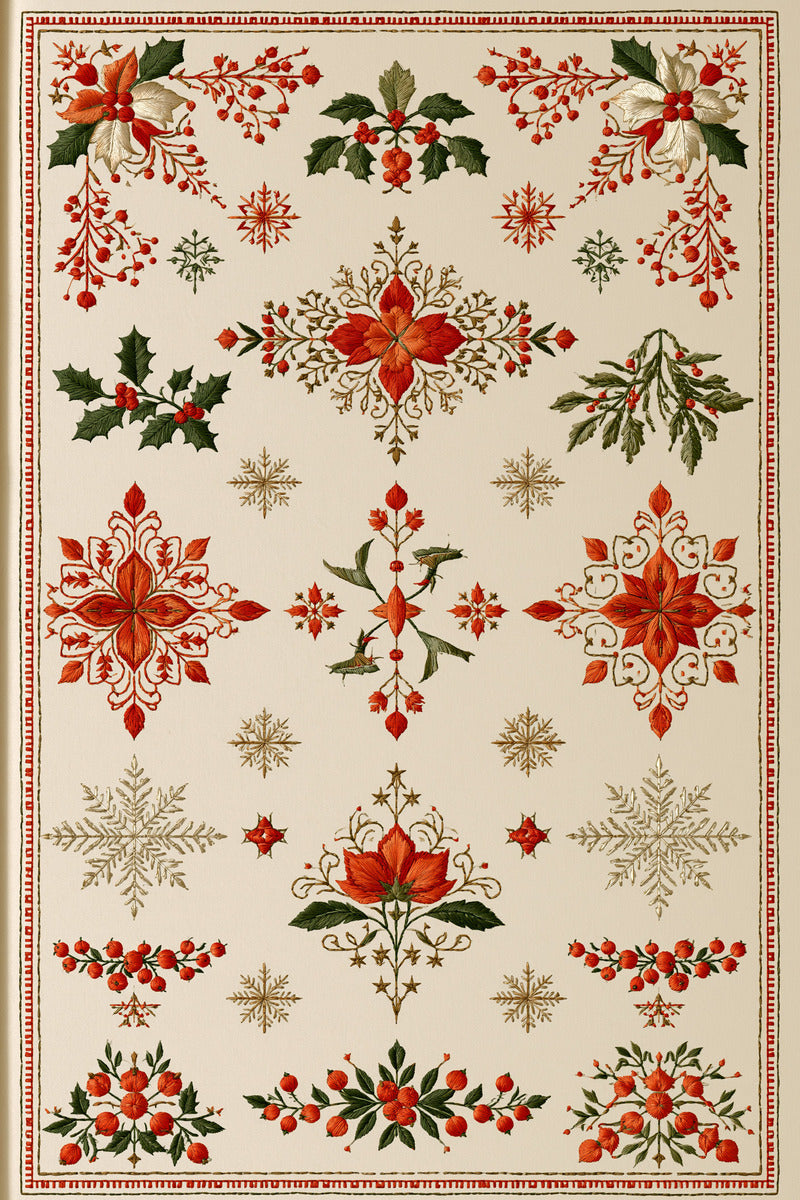 Christmas Home Linen Library Plate from Christmas Embroidery Collection Book 3, a digital embroidery design reference for machine embroidery designs, embroidery patterns and linen and home textile projects.