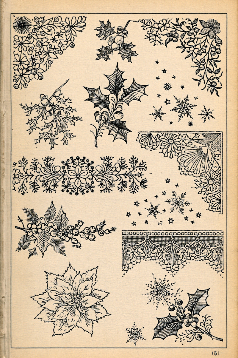 Christmas Home Linen Library Plate from Christmas Embroidery Collection Book 4, a digital embroidery design reference for machine embroidery designs, embroidery patterns and linen and home textile projects.
