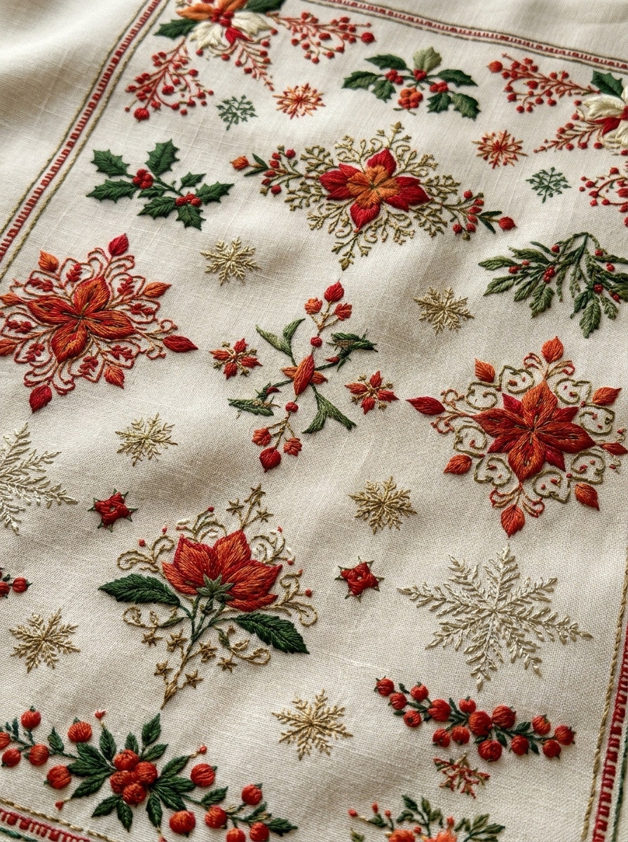 Christmas Home Linen Library Plate from Christmas Embroidery Collection Book 3, a digital embroidery design reference for machine embroidery designs, embroidery patterns and linen and home textile projects.